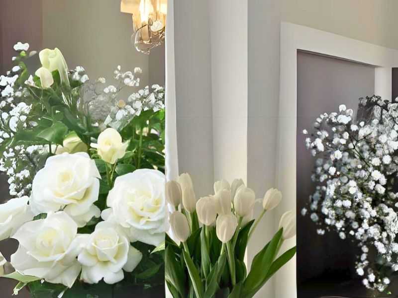 Chọn hoa phù hợp với váy cưới và không gian buổi tiệc