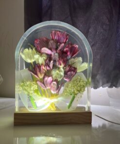 Đèn hoa cưới tulip trắng đỏ - khối vòm size L