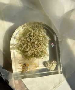 Khối hoa cưới hình vòm size M - Allium, baby trắng