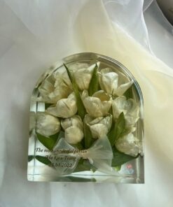 Khối hoa vòm size M tulip trắng