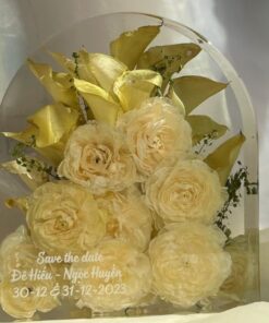 Khối hoa cưới calla, mao lương - khối vòm size M
