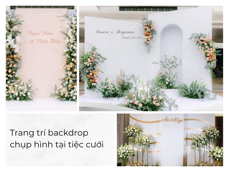 Trang trí backdrop chụp hình tại tiệc cưới